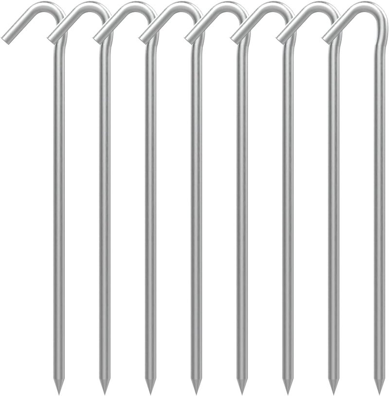 AAGUT Tent Stakes Heavy Duty Metal 9 Inch, 8 Pack Rust-Resistant Galvanized Steel Camping Stake Garden Edging Fence Hooks Yard Tent Pegs for Inflatable, Tarp, Outdoor Christmas Decorations - Image 1